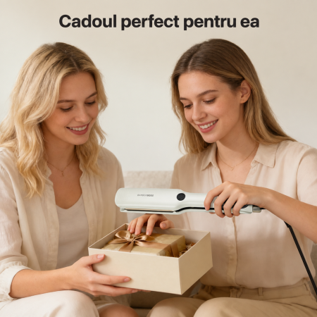 Placa Profesionala Par, Ceramica cu Keratina, 120-250°C, Crem [7]