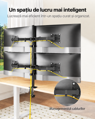 Suport 4 Monitoare 17-32 inch, 10 kg/Brat, VESA, Rotire 360° [2]