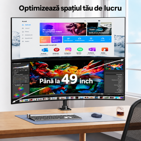 Suport 2 Monitoare 17-49 inch, Vertical, 20 kg/Brat, VESA [1]