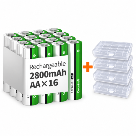 Toate produsele - Set 16 Acumulatori AA NiMH 2800 mAh, 1.2V + 4 Cuti