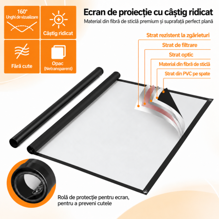 Ecran Proiectie 80 inch 16:9, 4K, Trepied, Portabil, Exterior [2]