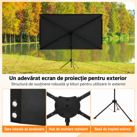 Ecran Proiectie 100 inch 16:9, 4K, Trepied, Portabil, Exterior [2]