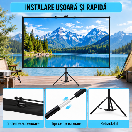 Ecran Proiectie 80 inch 16:9, 178x100 cm, Trepied 200-250 cm [4]