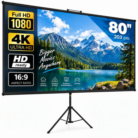 Videoproiectoare - Ecran Proiectie 80 inch 16:9, 178x100 cm, Trepied 200-250 cm