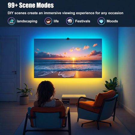 Banda LED TV Smart 4m AR Colour Sync, RGB IC, Sincronizare Muzica, Control Bluetooth si Telecomanda, pentru TV 55–65 inch [2]