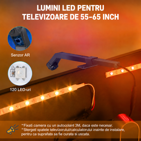 Banda LED TV Smart 4m AR Colour Sync, RGB IC, Sincronizare Muzica, Control Bluetooth si Telecomanda, pentru TV 55–65 inch [1]