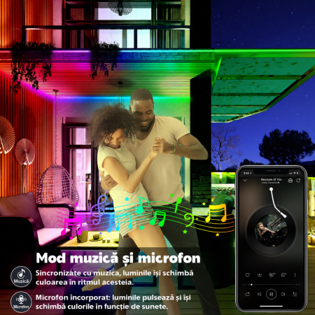 Banda LED RGB 15 m Exterior IP68, Lotus Lantern, Music Sync [3]