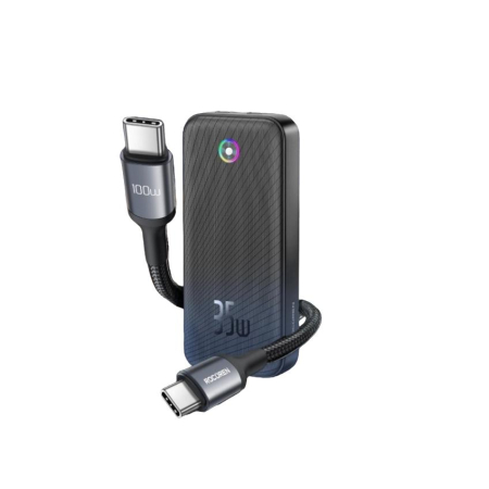 Produse EmagMarketplace - Baterie externa 20000 mAh Rocoren®, ultra fast charge 35W max power, acumulator cu tehnologie high speed PD 35W, powerbank cu incarcare rapida, indicator de nivel, cablu de incarcare 100 w, Negru