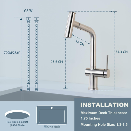 Baterie pentru Chiuveta Bucatarie Extractabila, Inox Premium SUS304, Anti-rugina, Anti-exfoliere, cap dus extractabil, Pipa inalta si Rotire 360°, 2 Moduri Jet, Monocomanda, de calitate [2]