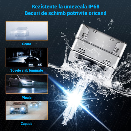 Becuri xenon D3S pentru faruri auto AdyMel®, set 2 buc de inalta calitate, consum redus 35W, lumina alba 6000k, 4500LM, soclu metalic quick start, bixenon, faza lunga, scurta [5]