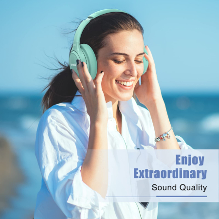 Casti Bluetooth Over-Ear BERIBES® Wireless cu Autonomie de pana la 65 Ore, 6 Moduri EQ, Sunet HiFi Stereo, Bass Profund, Microfon Incorporat, Bluetooth 5.3, Pliabile, Compatibile cu Telefon, iPad, Laptop, PC, Verde [6]