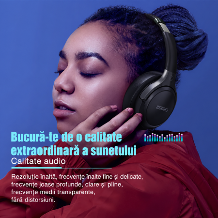 Casti Bluetooth Over-Ear Beribes, 65 Ore Autonomie, 6 Moduri EQ, Bluetooth 5.3, Microfon Integrat, Conectivitate 3.5 mm. [6]
