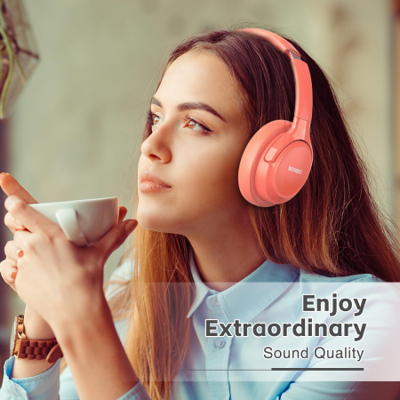 Casti Bluetooth Over-Ear BERIBES® Wireless cu Autonomie de pana la 65 Ore, 6 Moduri EQ, Sunet HiFi Stereo, Bass Profund, Microfon Incorporat, Bluetooth 5.3, Pliabile, Compatibile cu Telefon, iPad, Laptop, PC, Portocaliu [6]