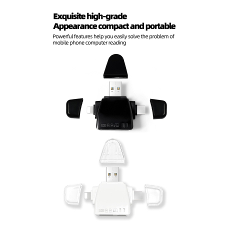 Cititor De Carduri 7 In 1 AdyMel®, Card Reader compatibil cu Apple, Samsung, Huawei, Xiaomi, Honor, USB 3.0, Adaptor cu Mufe tip Lighting, Type-C, Micro SD si SD, Alb [7]
