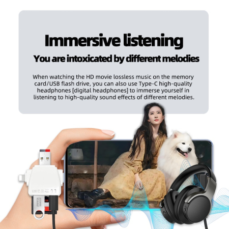 Cititor De Carduri 7 In 1 AdyMel®, Card Reader compatibil cu Apple, Samsung, Huawei, Xiaomi, Honor, USB 3.0, Adaptor cu Mufe tip Lighting, Type-C, Micro SD si SD, Alb [6]