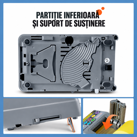 Dispenser automat cutter electric Vevor®, banda adeziva, banda satin, banda hartie, banda scotch, capacitate de taiere duala, setari de lungime personalizabile, priza eu, afisaj digital, mod automat si manual, cutter banda profesional [8]