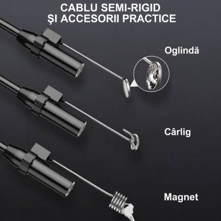 Endoscop industrial HANMATEK® 1080P – IP67, cablu 5 m, ecran 4,3", LED reglabil. [6]