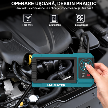 Endoscop industrial profesional HANMATEK® 1080P – IP67, SD 32GB, cablu 5 m, LED reglabil. [3]