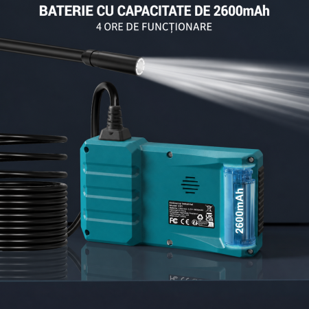 Endoscop industrial profesional HANMATEK® 1080P – IP67, SD 32GB, cablu 5 m, LED reglabil. [5]