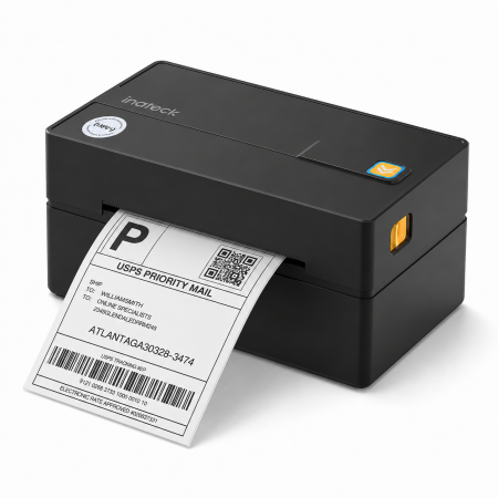 Toate produsele - Imprimanta Termica pentru Etichete si AWB-uri 100x150 mm, 4 x 6, Compatibila Etichete Format A6, Portabila, 203 DPI, Fara Cerneala, Toner, Conectare Bluetooth si USB, Compatibila iOS, Android, Windows, MacOS, Negru