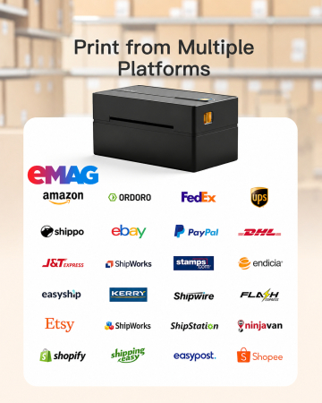 Imprimanta Termica pentru Etichete si AWB-uri 100x150 mm, 4 x 6, Compatibila Etichete Format A6, Portabila, 203 DPI, Fara Cerneala, Toner, Conectare Bluetooth si USB, Compatibila iOS, Android, Windows, MacOS, Negru [6]