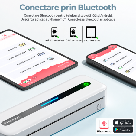 Phomemo M832 – Imprimanta portabila wireless A4, autocolante si etichete, alb. [1]