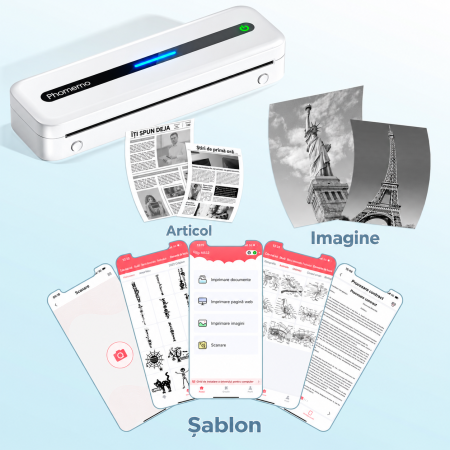 Phomemo M832 – Imprimanta portabila wireless A4, autocolante si etichete, alb. [5]