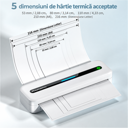 Phomemo M832 – Imprimanta portabila wireless A4, autocolante si etichete, alb. [4]