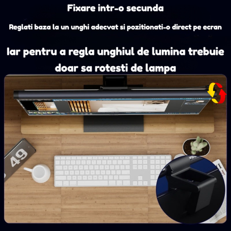 Lampa pentru monitor cu RGB gaming backlight AdyMel®, 2 in 1 din aluminiu 47 cm, LED, detasabila cu suport vertical, reglabila, multicolor, ritm muzical, USB, touch control, intesitate ajustabila, neg [5]