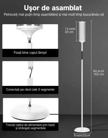AM296 - Lampadar de podea RGBICW Smart LED , lampa de podea cu control app si telecomanda, 16M culori, 32 moduri, sincronizare muzica, veioza reglabila 2200K-6500K, 1500lm, Alb [8]