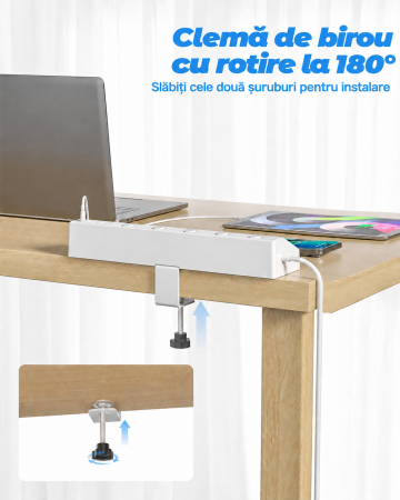 Prelungitor Birou 10-in-1 cu Clema, USB-C PD 30W, 4000W [4]