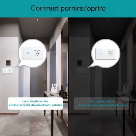 AM293 - Priza inteligenta Schuko cu intrerupator touch WiFi BSEED, USB si Type-C, control aplicatie Smart Tuya, compatibil Alexa Google Home, panou sticla, alb [4]