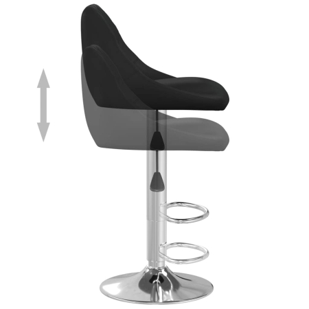 Set 2 scaune bar Premium, piele ecologica neagra, reglabile pe inaltime 82–103 cm, rotative 360°, cadru otel cromat, confortabile pentru bucatarie, bar sau dining, Gri [1]