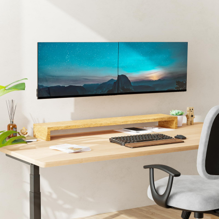 Suport 2 Monitoare 13–27 Inch pentru perete 10 kg/Brat, VESA 75/100, Reglabil, Rotire 180°, Inclinare, Adaptor Dual pentru brat monitor, Transforma Suportul Single in Dual, Negru [6]