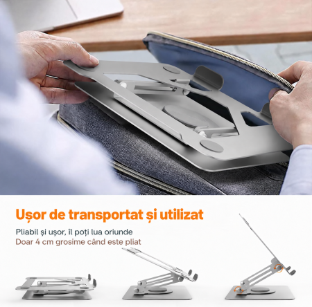 Suport Laptop 11-17 inch, Rotativ 360°, Reglabil, Pliabil, 5 kg [5]