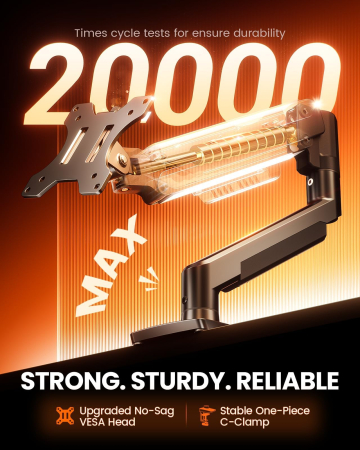 Suport monitor Adymel® 13–34 inch, brat reglabil cu arc pe gaz, sustine pana la 9 kg, compatibil VESA 75x75 si 100x100, 2 tipuri de montare, ideal pentru gaming si birou [6]