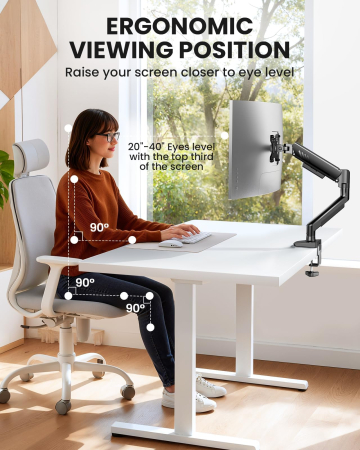 Suport monitor Adymel® 13–34 inch, brat reglabil cu arc pe gaz, sustine pana la 9 kg, compatibil VESA 75x75 si 100x100, 2 tipuri de montare, ideal pentru gaming si birou [5]