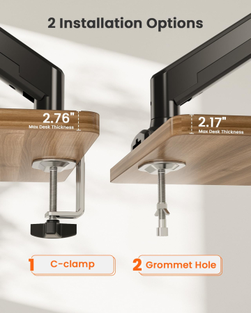 Suport monitor ErGear® 13–34 inch, brat reglabil cu arc pe gaz, sustine pana la 10 kg, compatibil VESA 75x75 si 100x100, 2 tipuri de montare, ideal pentru gaming si birou [2]