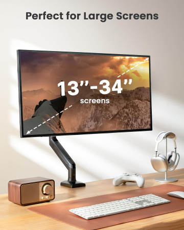 Suport monitor ErGear® 13–34 inch, brat reglabil cu arc pe gaz, sustine pana la 10 kg, compatibil VESA 75x75 si 100x100, 2 tipuri de montare, ideal pentru gaming si birou [1]