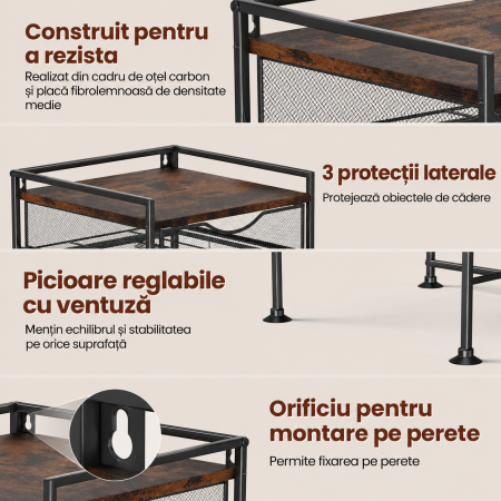 AM274 - Suport organizator bucatarie, suport cani, capsule cafea, ceai, zahar, statie aparat cafea cu sertar mare pentru depozitare si carlige extensibile, suport pentru 10 cani, organizator [2]