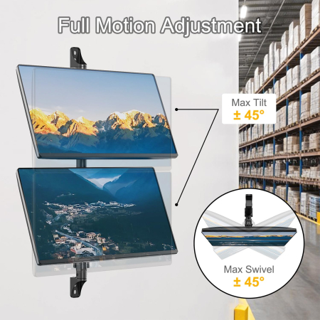 Suport pentru 2 Monitoare 17–32 Inch, de prins in perete, suport vertical monitoare orizontal, suport monitor multifunctional, reglabil pe Inaltime, Rotire 360°, Inclinare, VESA 75/100, 9 kg/Brat [3]