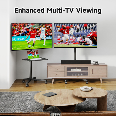 Suport pentru televizor Adymel®, stand TV 21-60 inch cu roti 360°, suporta greutate pana la 35 kg, VESA pana la 400 x 400 mm, inaltime ajustabila, bucatarie, living, dormitor, sala de sedinte [6]