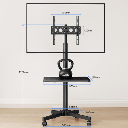 Suport pentru televizor Adymel®, stand TV 21-60 inch cu roti 360°, suporta greutate pana la 35 kg, VESA pana la 400 x 400 mm, inaltime ajustabila, bucatarie, living, dormitor, sala de sedinte [1]