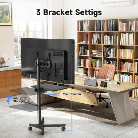 Suport pentru televizor Adymel®, stand TV 21-60 inch cu roti 360°, suporta greutate pana la 35 kg, VESA pana la 400 x 400 mm, inaltime ajustabila, bucatarie, living, dormitor, sala de sedinte [7]