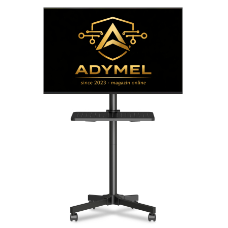 Accesorii TV & Monitoare - Suport pentru televizor Adymel®, stand TV 21-60 inch cu roti 360°, suporta greutate pana la 35 kg, VESA pana la 400 x 400 mm, inaltime ajustabila, bucatarie, living, dormitor, sala de sedinte