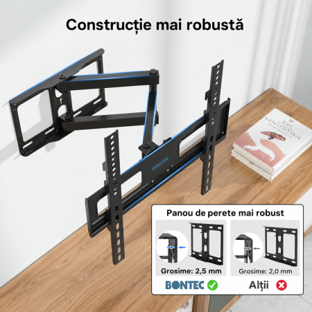 Suport TV Bontec® 26–60 inch – perete, VESA 400x400, inclinare si rotire, montare colt, negru. [3]