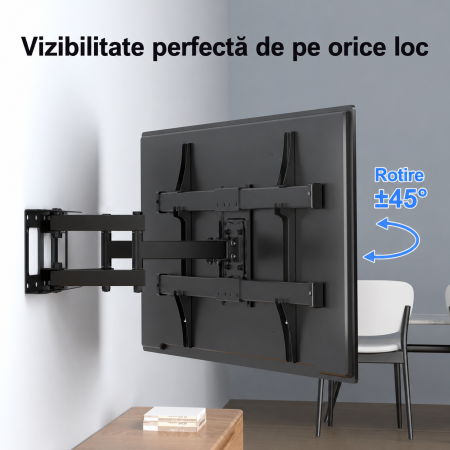 Suport TV Suptek® Premium – perete, 32–84 inch, VESA, inclinare si rotire, pana la 60 kg, negru. [5]