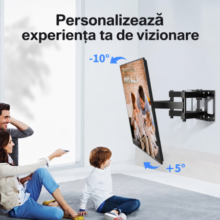 Suport TV Suptek® Premium – perete, 32–84 inch, VESA, inclinare si rotire, pana la 60 kg, negru. [4]