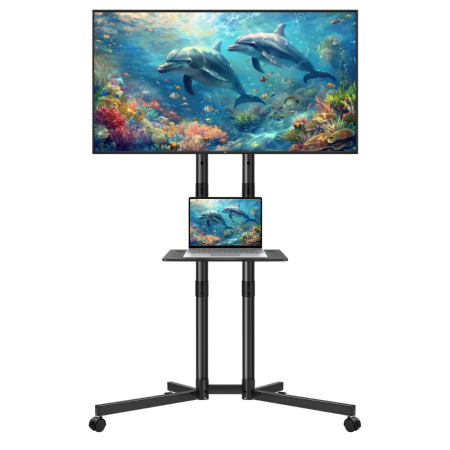 Suporturi TV - Suport TV mobil universal cu roti, compatibil cu televizoare 32-85 inch, standard VESA 100x100-600x400, sustine pana la 50 kg