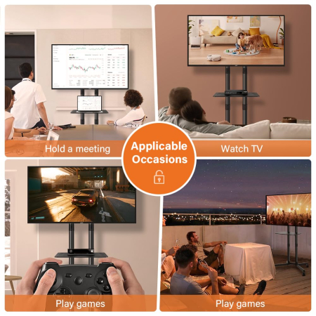 Suport TV mobil universal cu roti, compatibil cu televizoare 32-85 inch, standard VESA 100x100-600x400, sustine pana la 50 kg [6]